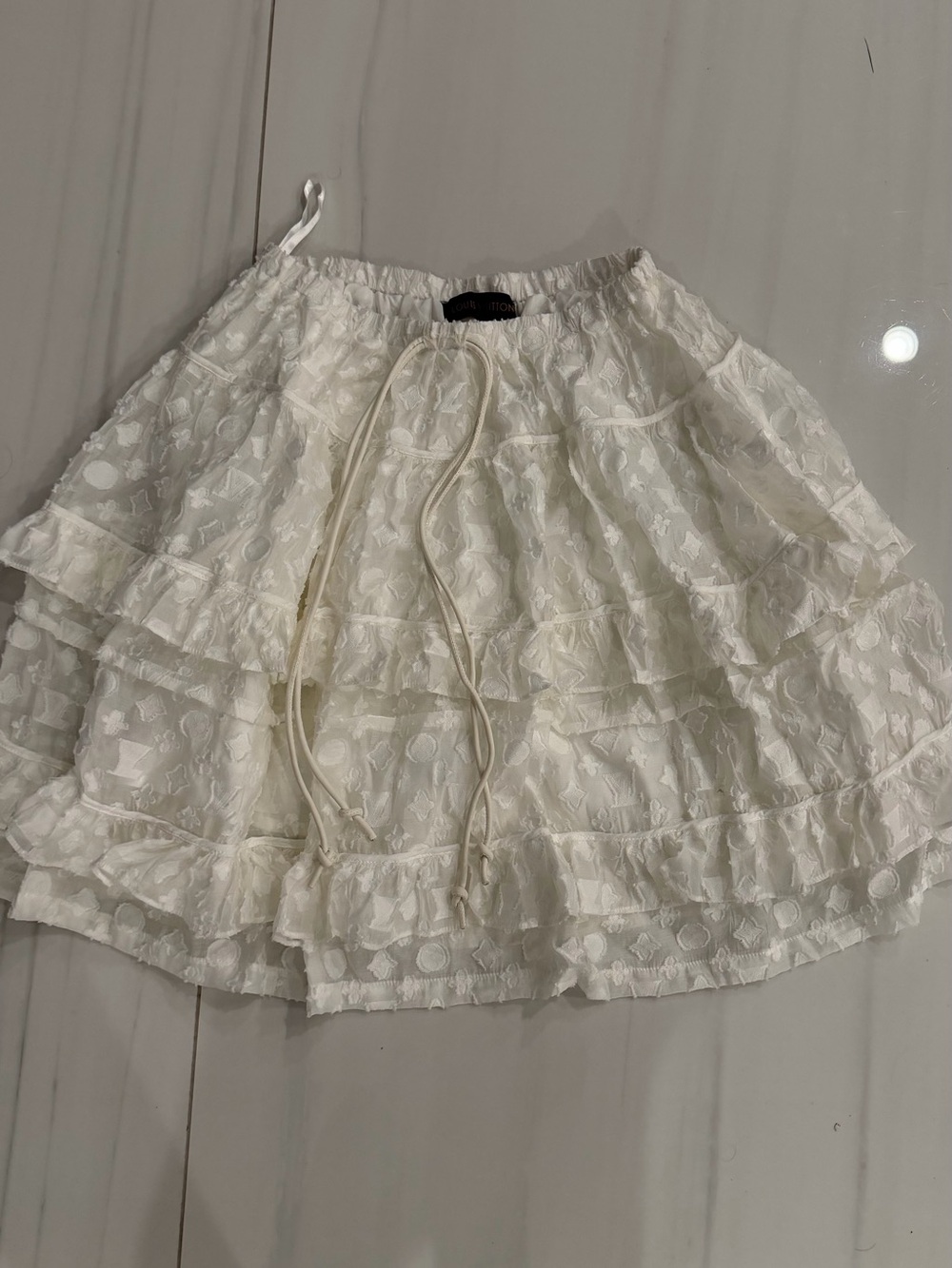 White Tiered Ruffle Lace Skirt
